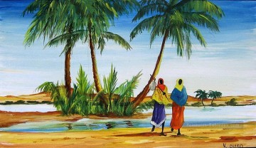 Oasis soudanaise de Malak Paysage Peinture à l'huile